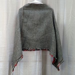 Women's plaid and hounds tooth check cape shawl